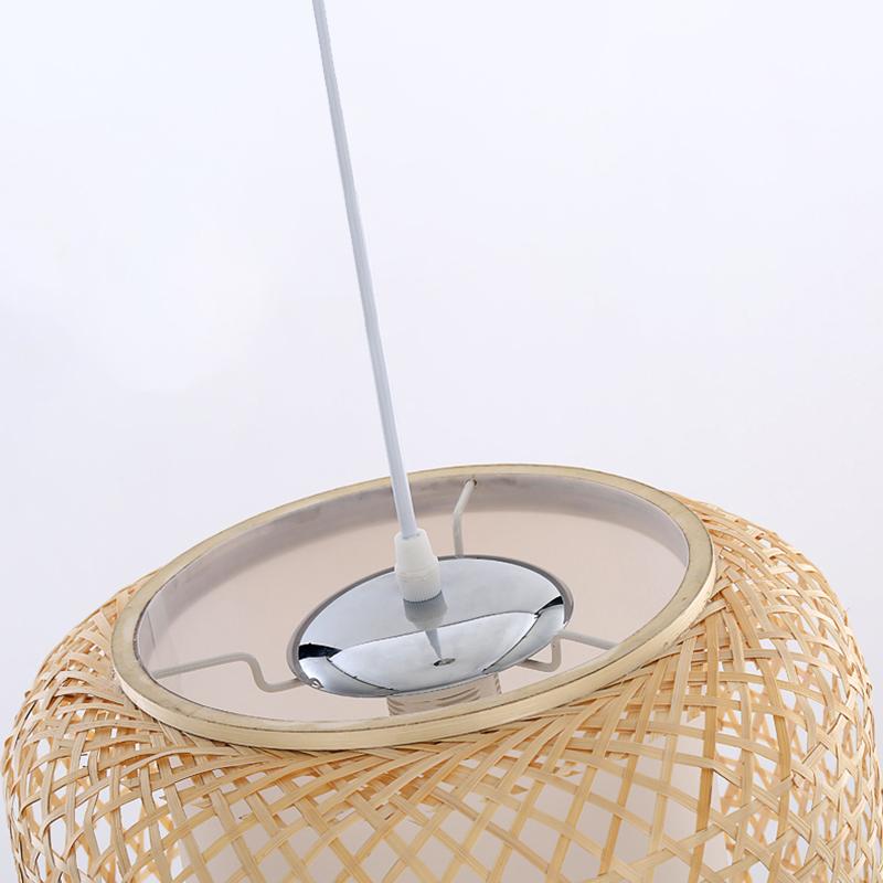 Cylindrical Bamboo Pendant Light - Modern Farmhouse Entryway Lighting