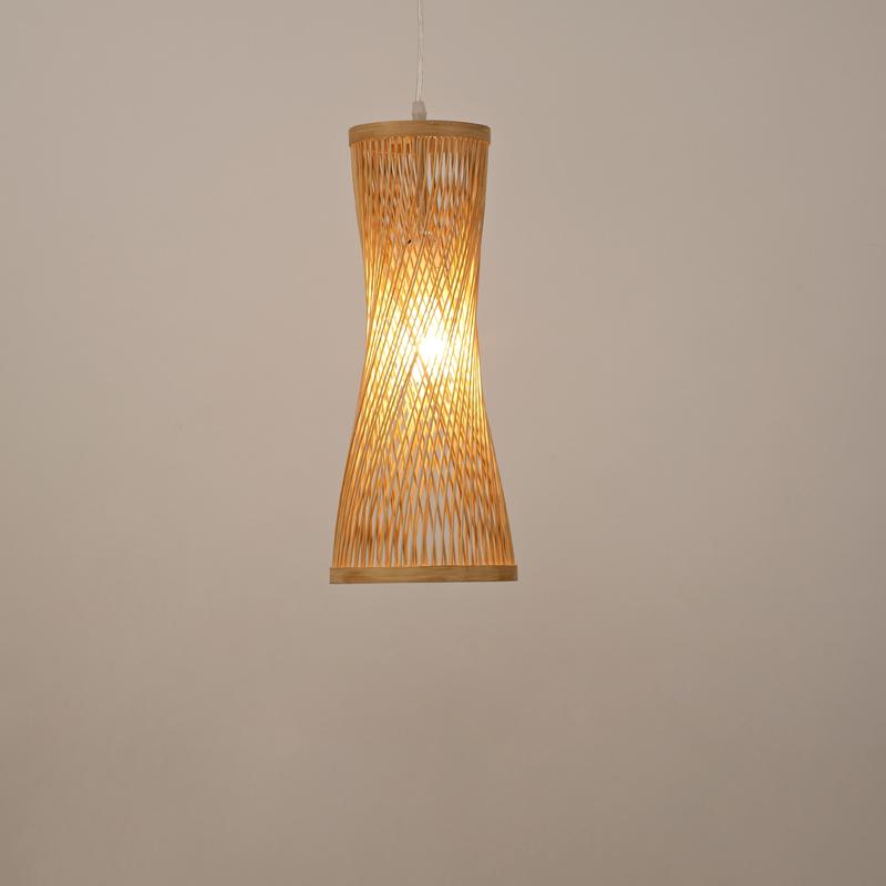 Rustic Bamboo Cage Pendant Light - Farmhouse Hanging Fixture