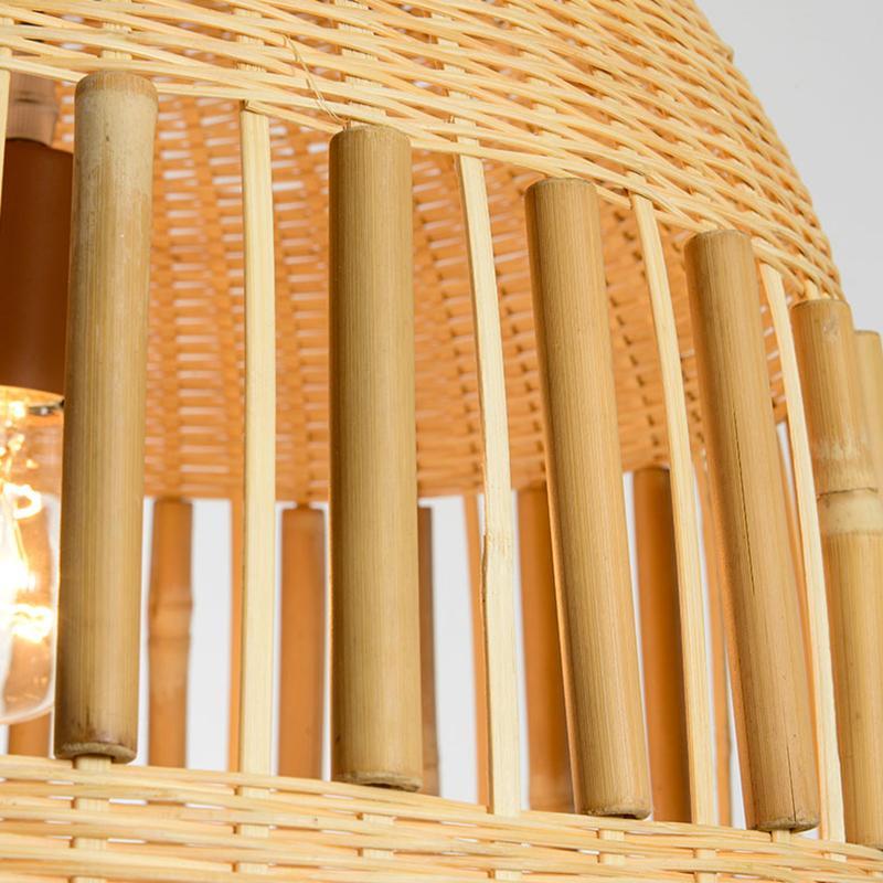 Bamboo Dome Pendant Light with Open Weave Design
