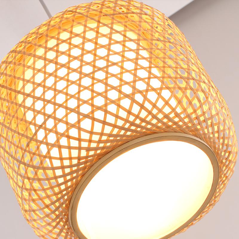 Cylindrical Bamboo Pendant Light - Modern Farmhouse Entryway Lighting