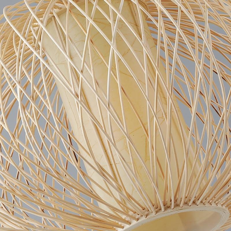 Oval Bamboo Woven Pendant Light - Natural Rattan Globe Design