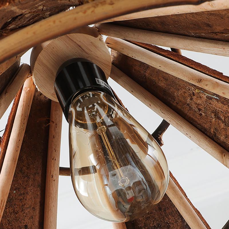 Rustic Wood Pendant Light with Natural Bark Texture