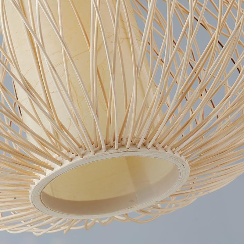 Oval Bamboo Woven Pendant Light - Natural Rattan Globe Design
