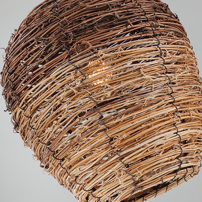 Beehive Wicker Pendant Light - Rustic Farmhouse Ceiling Fixture