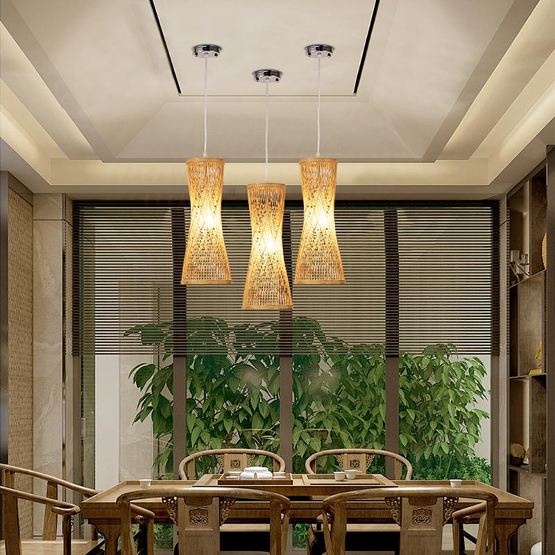 Rustic Bamboo Cage Pendant Light - Farmhouse Hanging Fixture