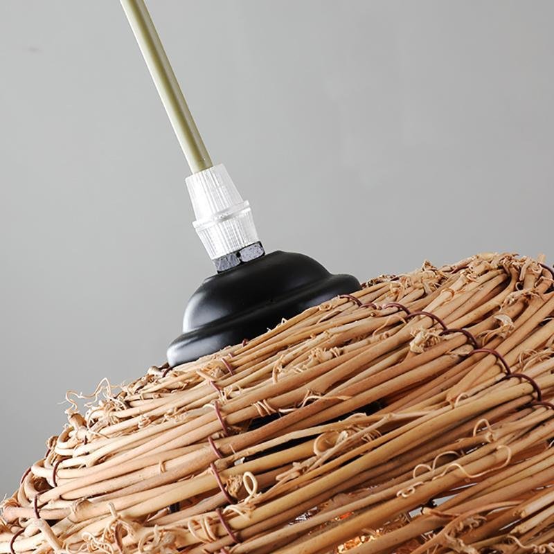 Beehive Wicker Pendant Light - Rustic Farmhouse Ceiling Fixture