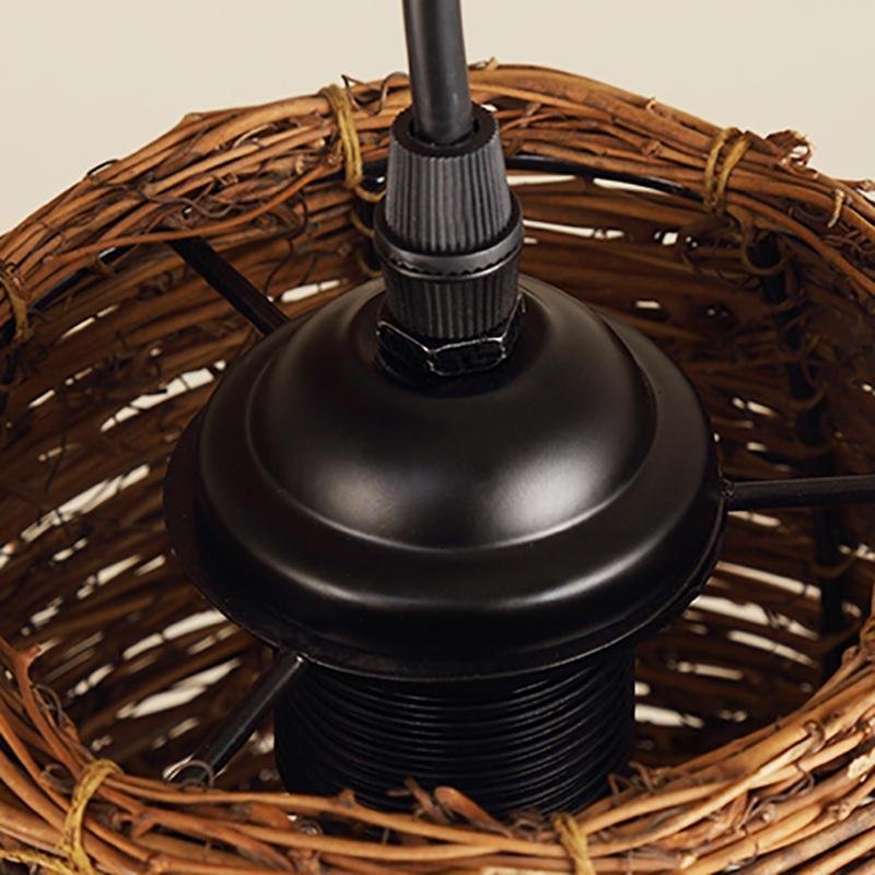 3-Piece Wicker Pendant Light Set - Farmhouse Rustic Burlywood