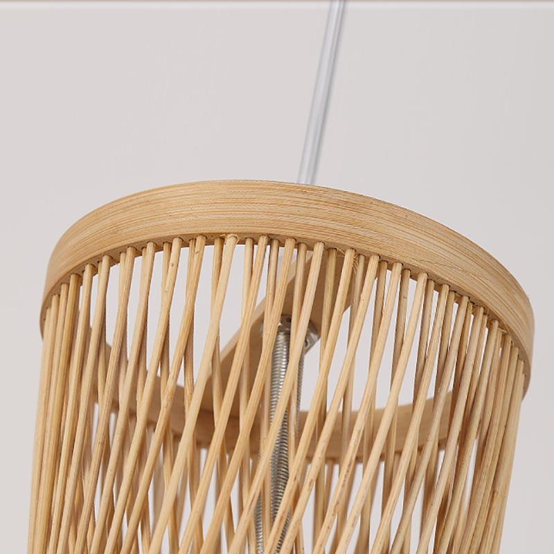 Rustic Bamboo Cage Pendant Light - Farmhouse Hanging Fixture