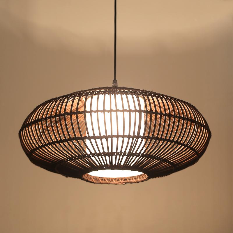 Circular Bamboo Pendant Light Farmhouse Kitchen Dining