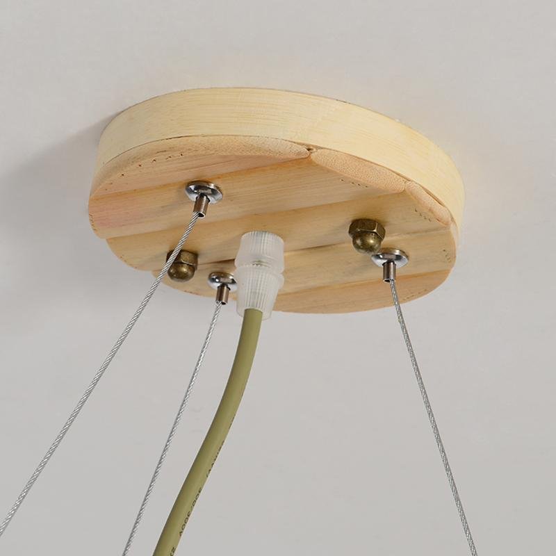 Bamboo Cylindrical Cage Pendant Light - Farmhouse Rustic Design