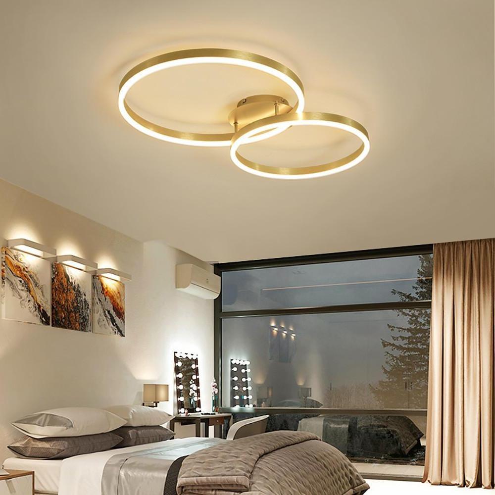Modern 2-Circle Gold Flush Mount Ceiling Light with LED