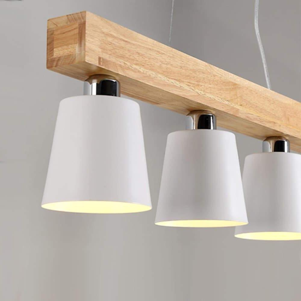 Farmhouse Pendant Light Metal Wood 5-Light Dining Room Fixture