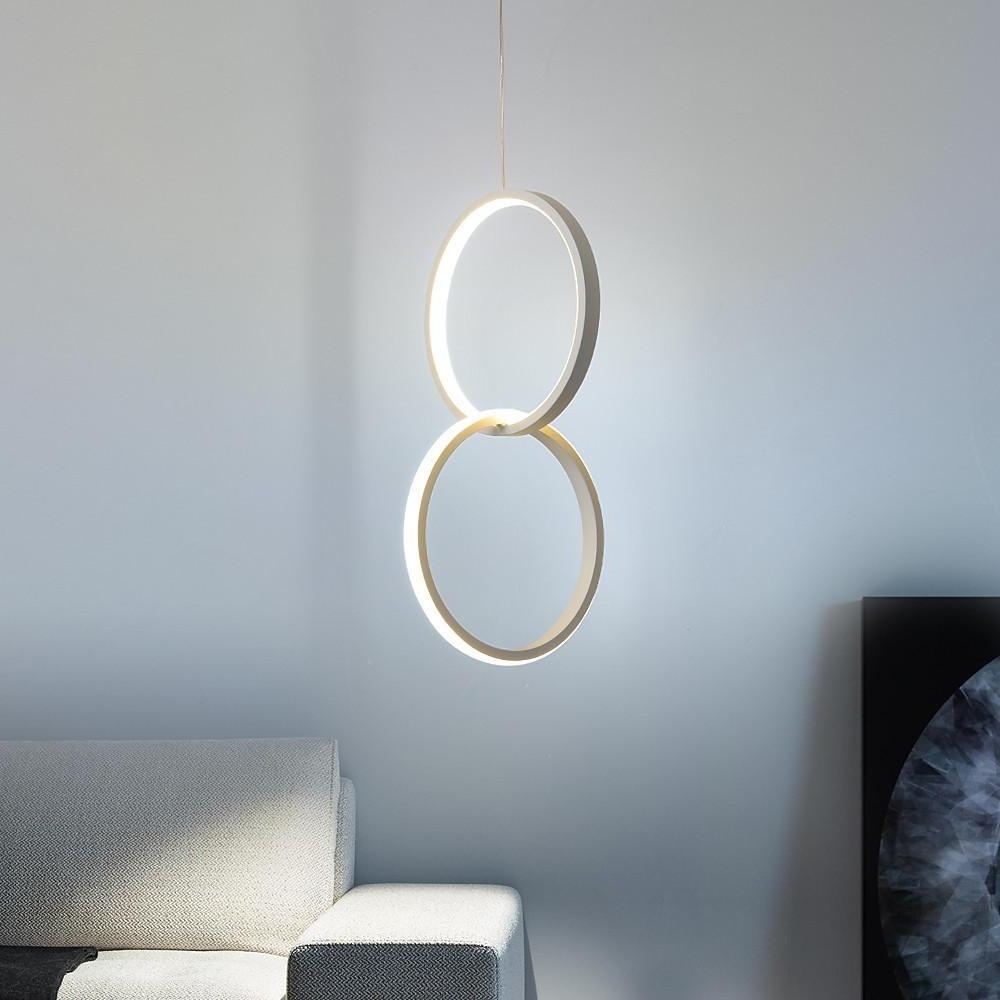 Interlocking Dual Ring LED Pendant Light Aluminum Acrylic