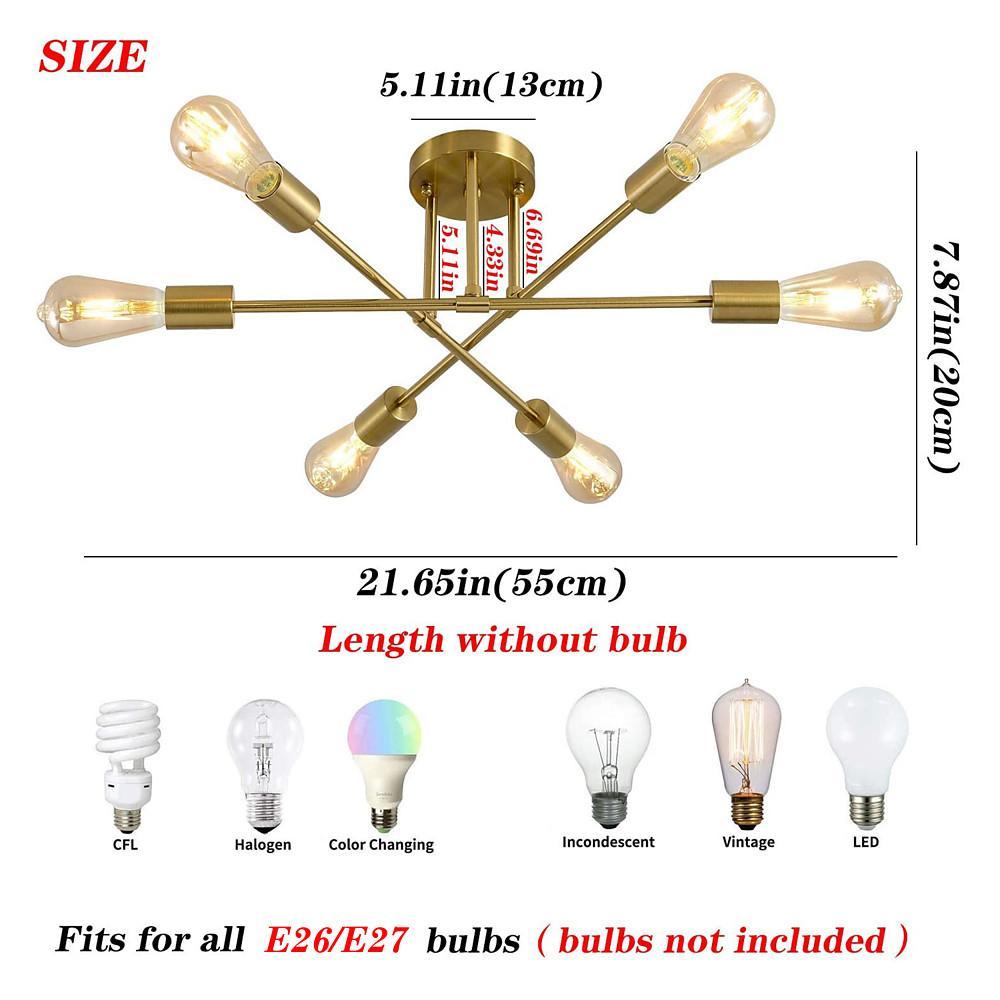 Geometric Sputnik Chandelier 6-Light Metal & Glass Ceiling Light