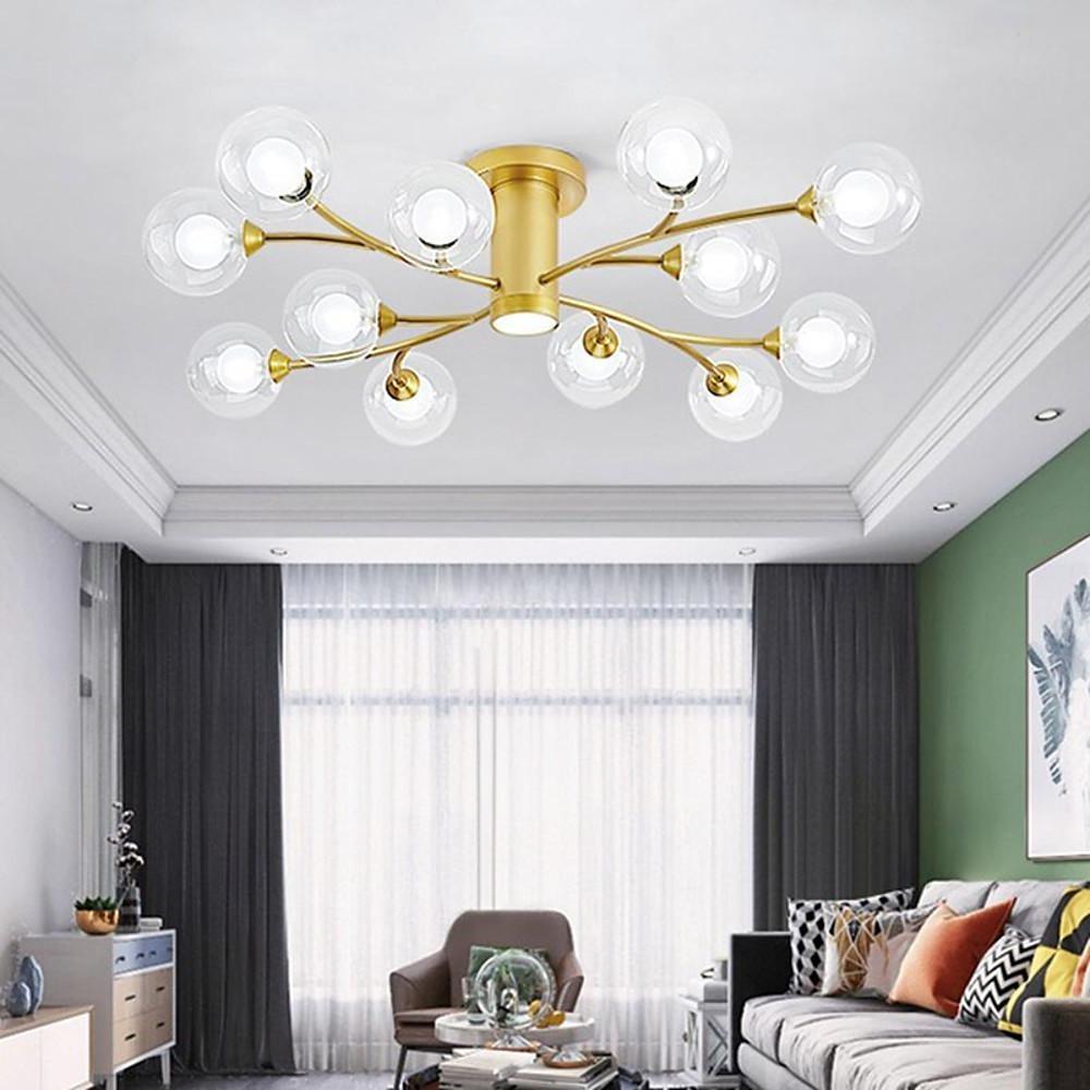 Modern Globe Glass Flush Mount Ceiling Light with LED Bulbs