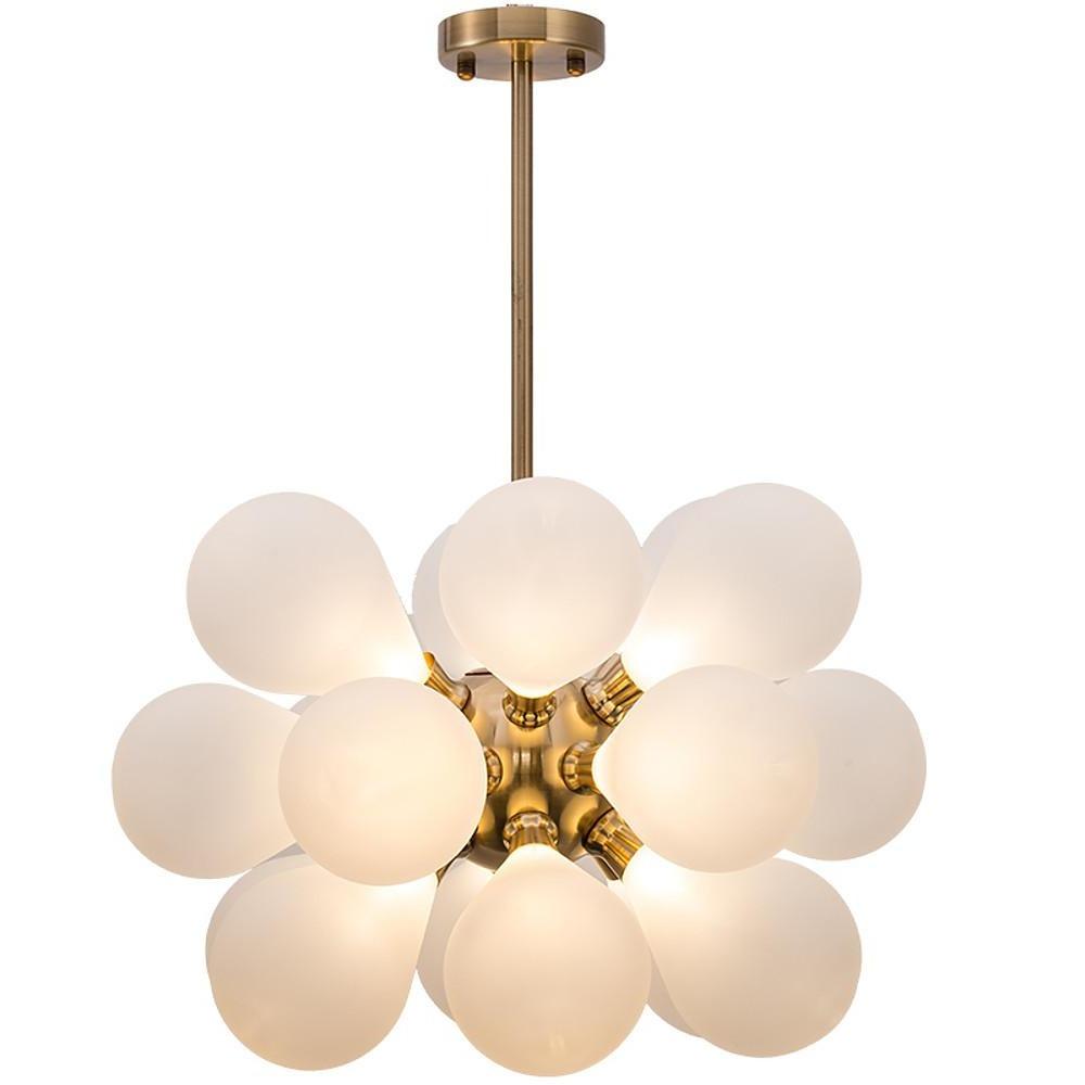 Retro Glass Globe Chandelier with 18 LED Bulbs - Modern Ambient Light