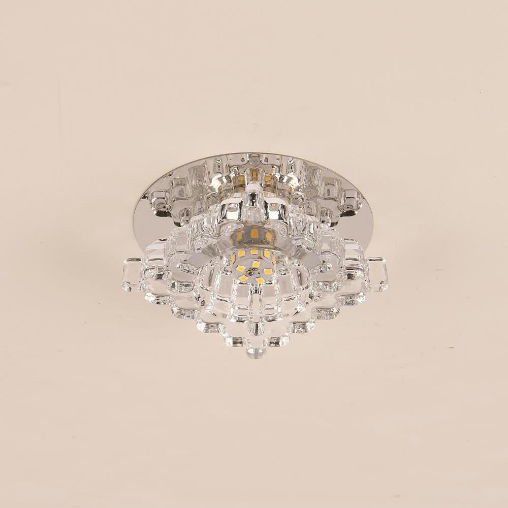 Geometric Crystal Flush Mount Ceiling Light Modern Metal Fixture