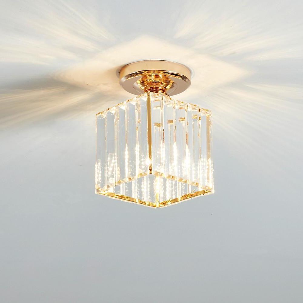 Crystal Semi-Flush Mount Ceiling Light - Modern Industrial LED