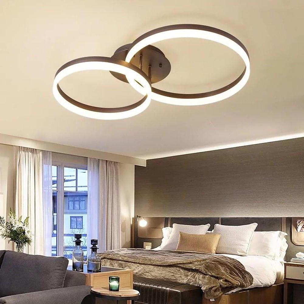Modern 2-Circle Gold Flush Mount Ceiling Light with LED