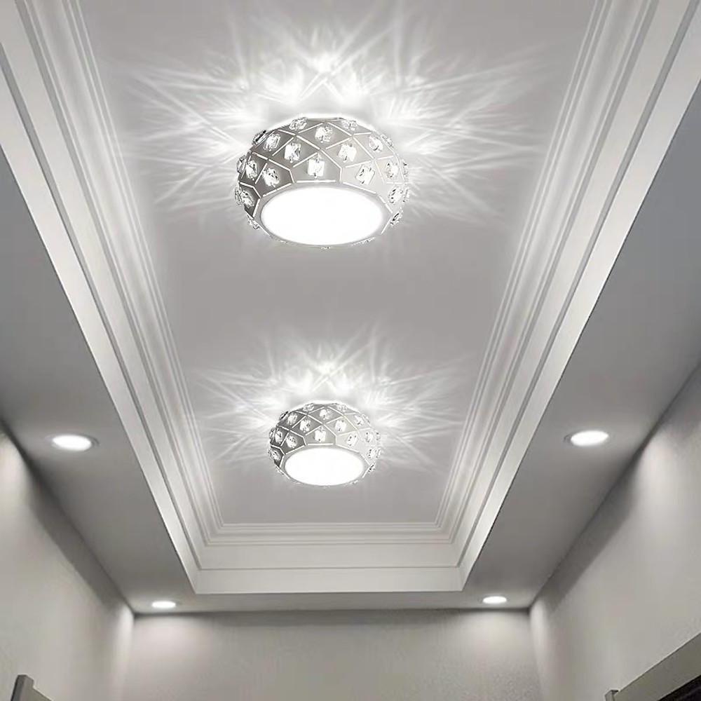 Modern Crystal Metal LED Flush Mount Ceiling Light