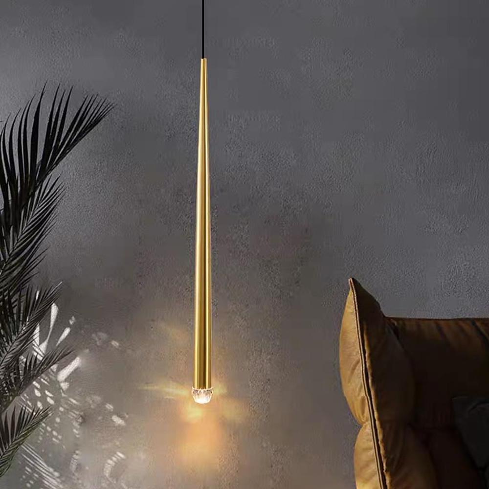 Modern Cylindrical Pendant Light Metal Acrylic LED Kitchen Island