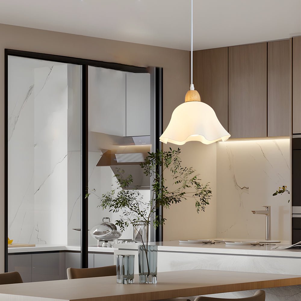 Flower Pendant Light Modern Nordic Acrylic Wood White Chandelier