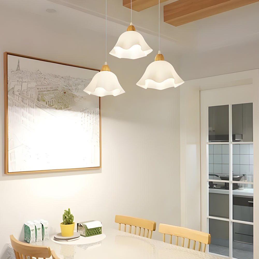 Flower Pendant Light Modern Nordic Acrylic Wood White Chandelier