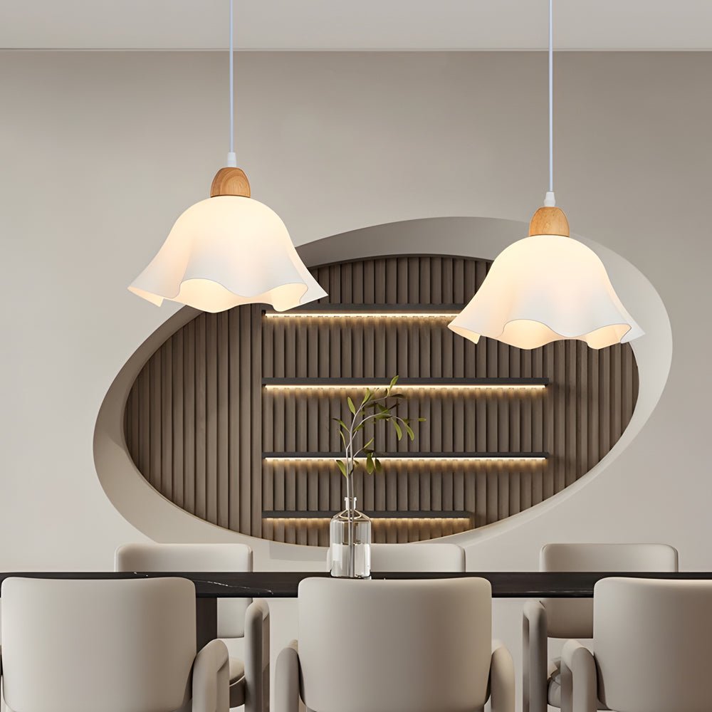 Flower Pendant Light Modern Nordic Acrylic Wood White Chandelier