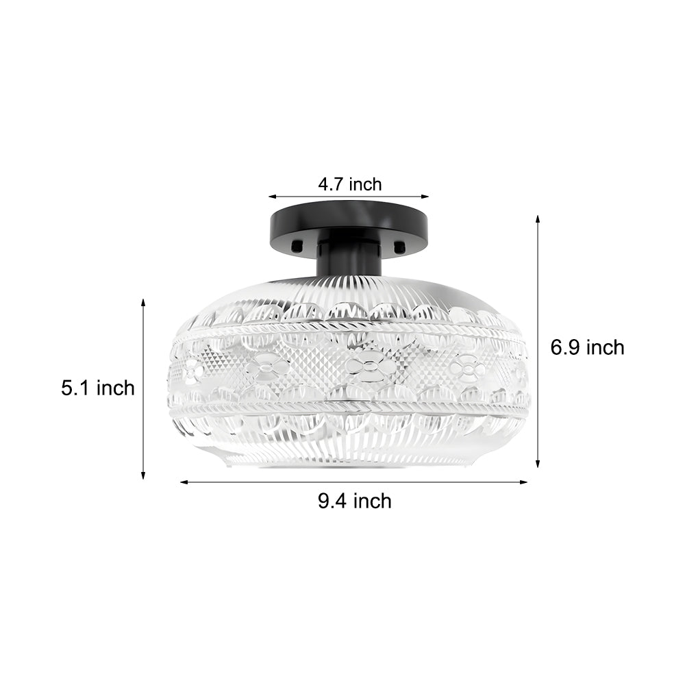 Acrylic Lantern Semi Flush Mount Ceiling Light | Modern Metal Fixture