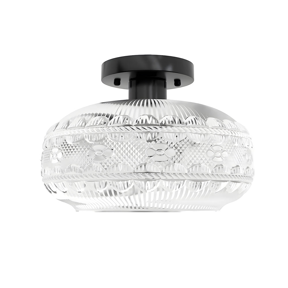 Acrylic Lantern Semi Flush Mount Ceiling Light | Modern Metal Fixture