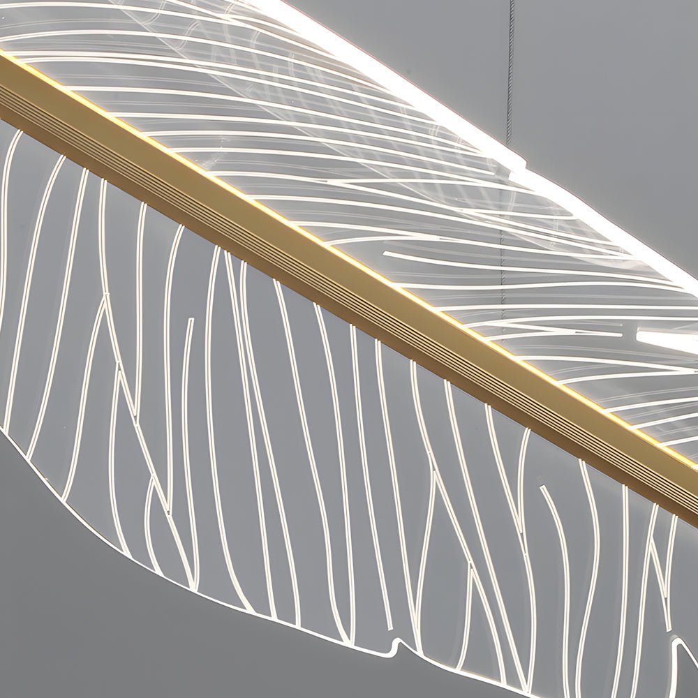 Modern Acrylic Feather Leaf LED Chandelier with 3-Step Dimming