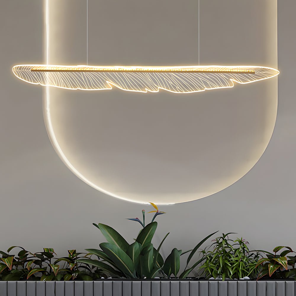 Modern Acrylic Feather Leaf LED Chandelier with 3-Step Dimming