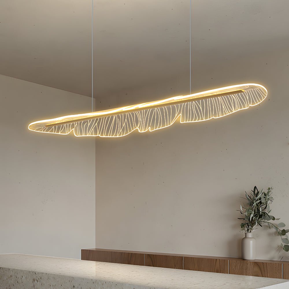 Modern Acrylic Feather Leaf LED Chandelier with 3-Step Dimming