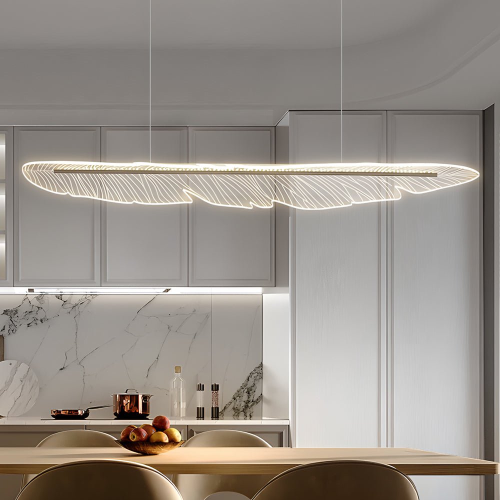 Modern Acrylic Feather Leaf LED Chandelier with 3-Step Dimming