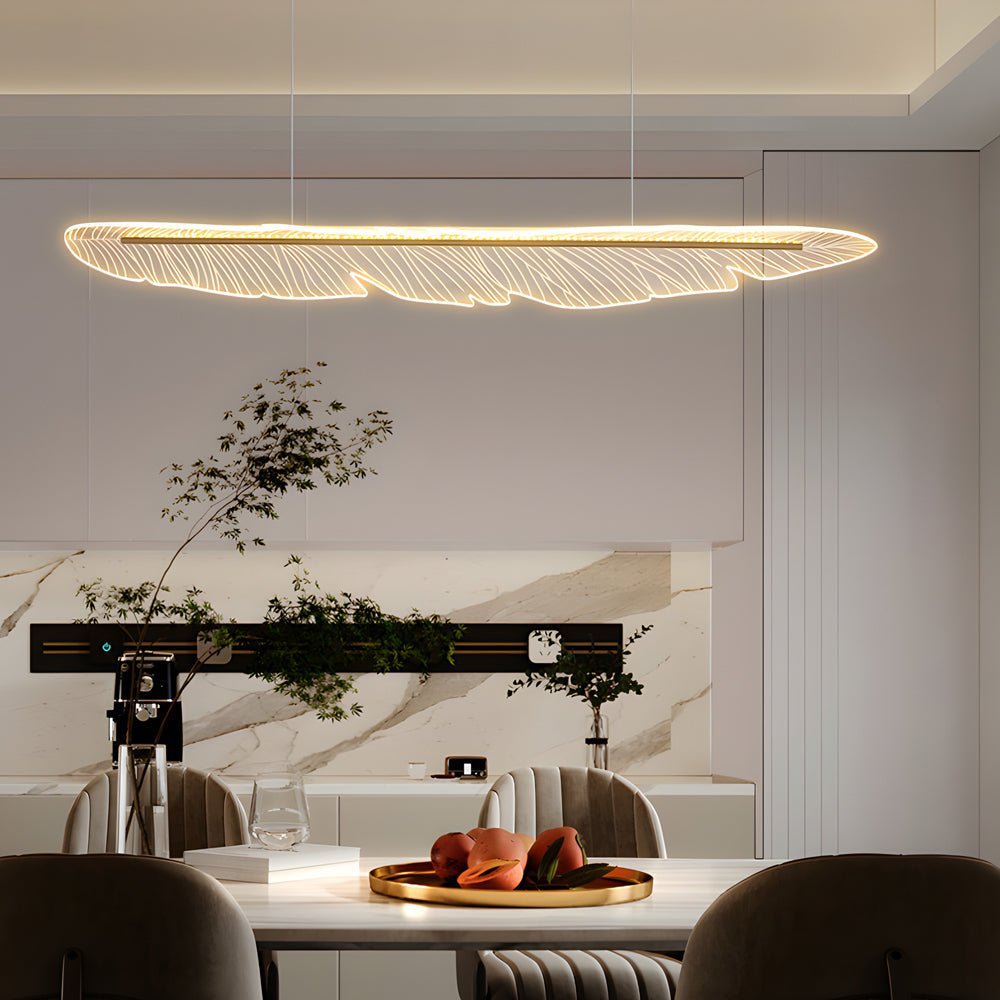 Modern Acrylic Feather Leaf LED Chandelier with 3-Step Dimming