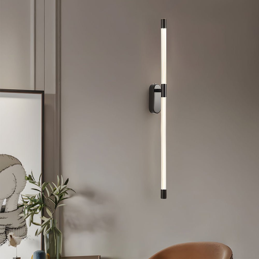 Modern Acrylic Tube Linear LED Wall Sconce - Gold & Black