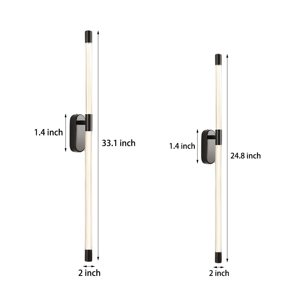 Modern Acrylic Tube Linear LED Wall Sconce - Gold & Black