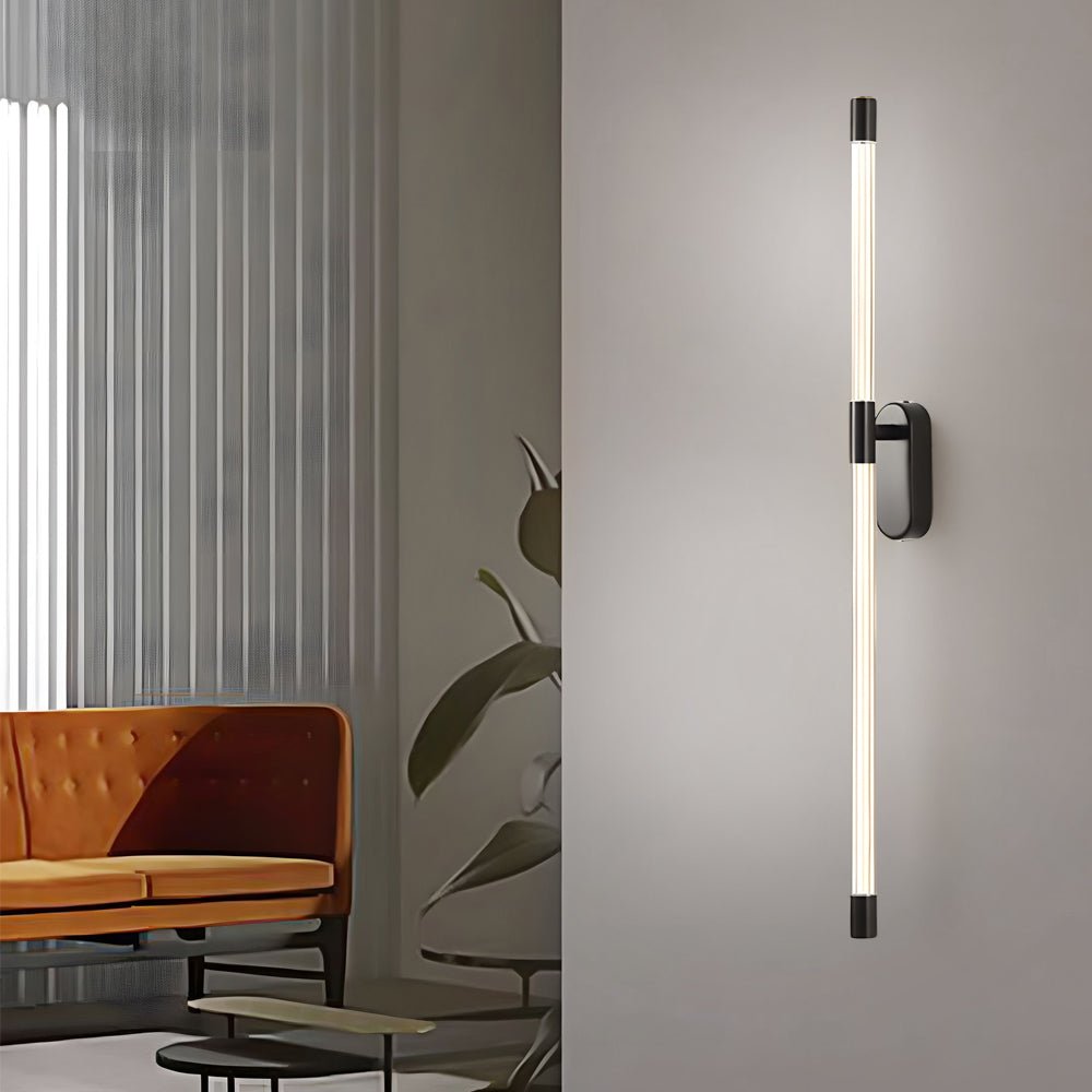 Modern Acrylic Tube Linear LED Wall Sconce - Gold & Black