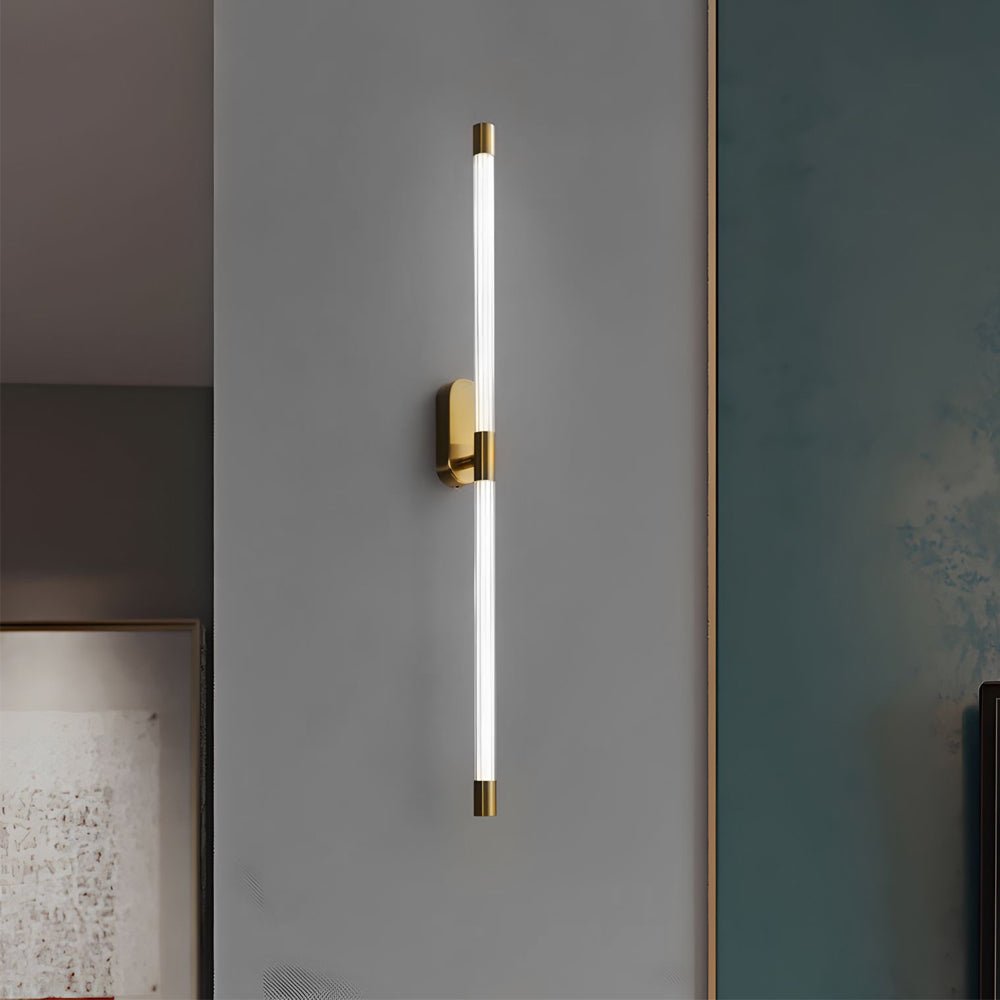 Modern Acrylic Tube Linear LED Wall Sconce - Gold & Black