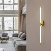 Modern Acrylic Tube Linear LED Wall Sconce - Gold & Black