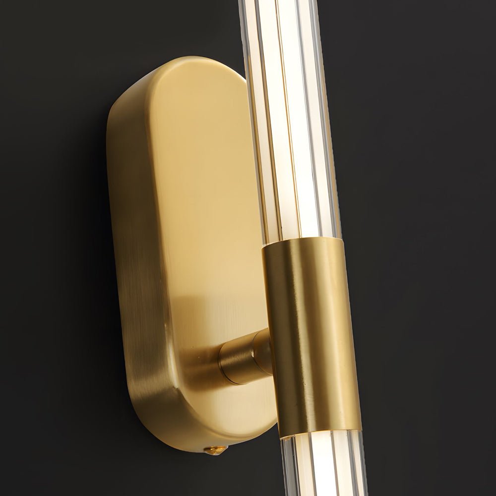 Modern Acrylic Tube Linear LED Wall Sconce - Gold & Black