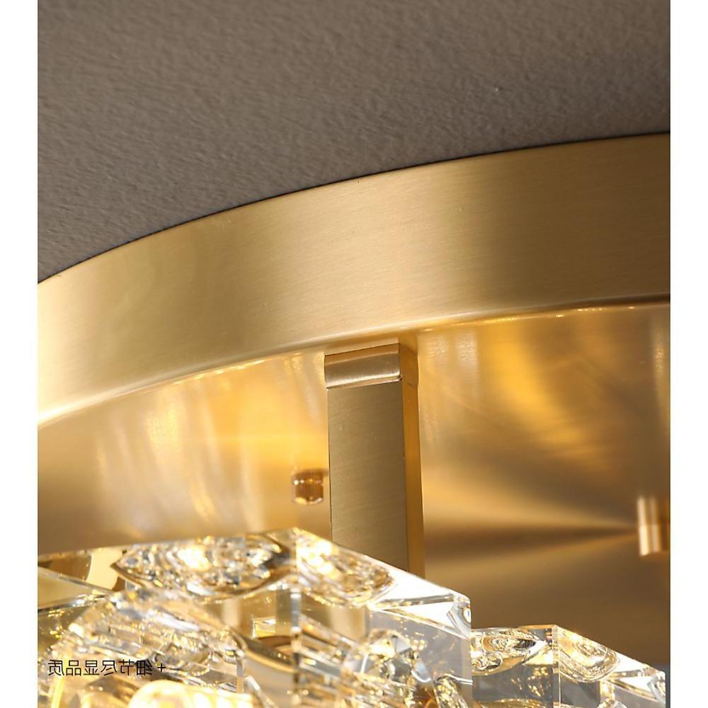 6-Light Crystal Brass Flush Mount LED Ceiling Light | Nordic Design