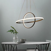 Modern Double Circle LED Pendant Light Metal Adjustable Chandelier