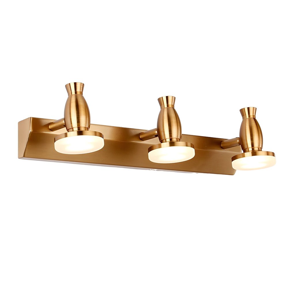 Adjustable Gold Vanity Light with 180° Rotatable Heads - 3/4 Light