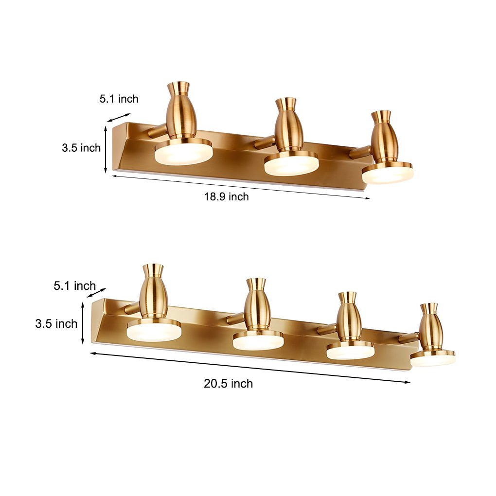 Adjustable Gold Vanity Light with 180° Rotatable Heads - 3/4 Light