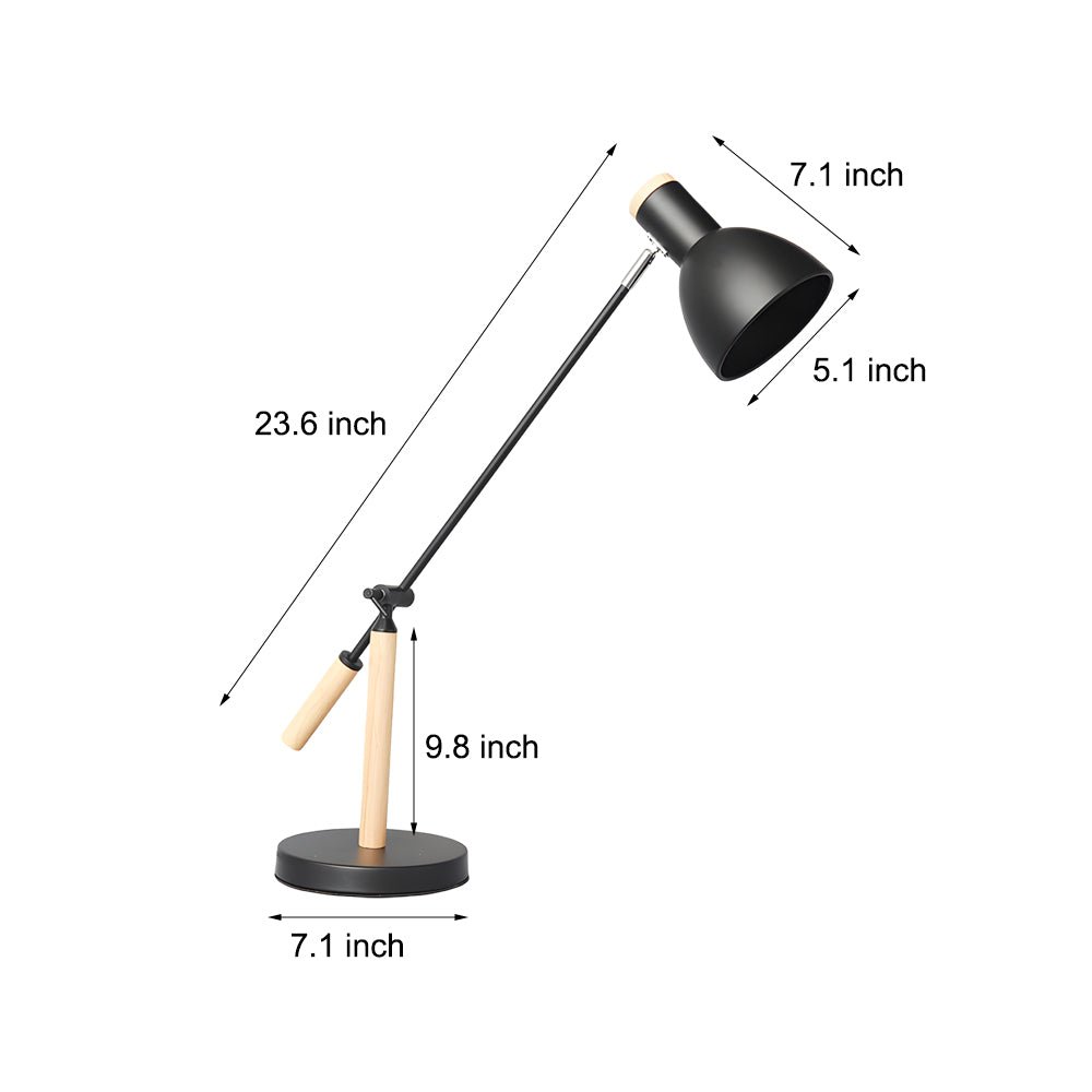 Adjustable Wood & Metal Desk Lamp Modern Reading Light