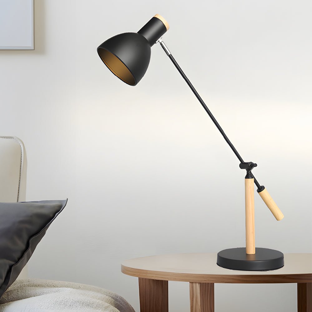 Adjustable Wood & Metal Desk Lamp Modern Reading Light