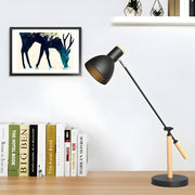 Adjustable Wood & Metal Desk Lamp Modern Reading Light