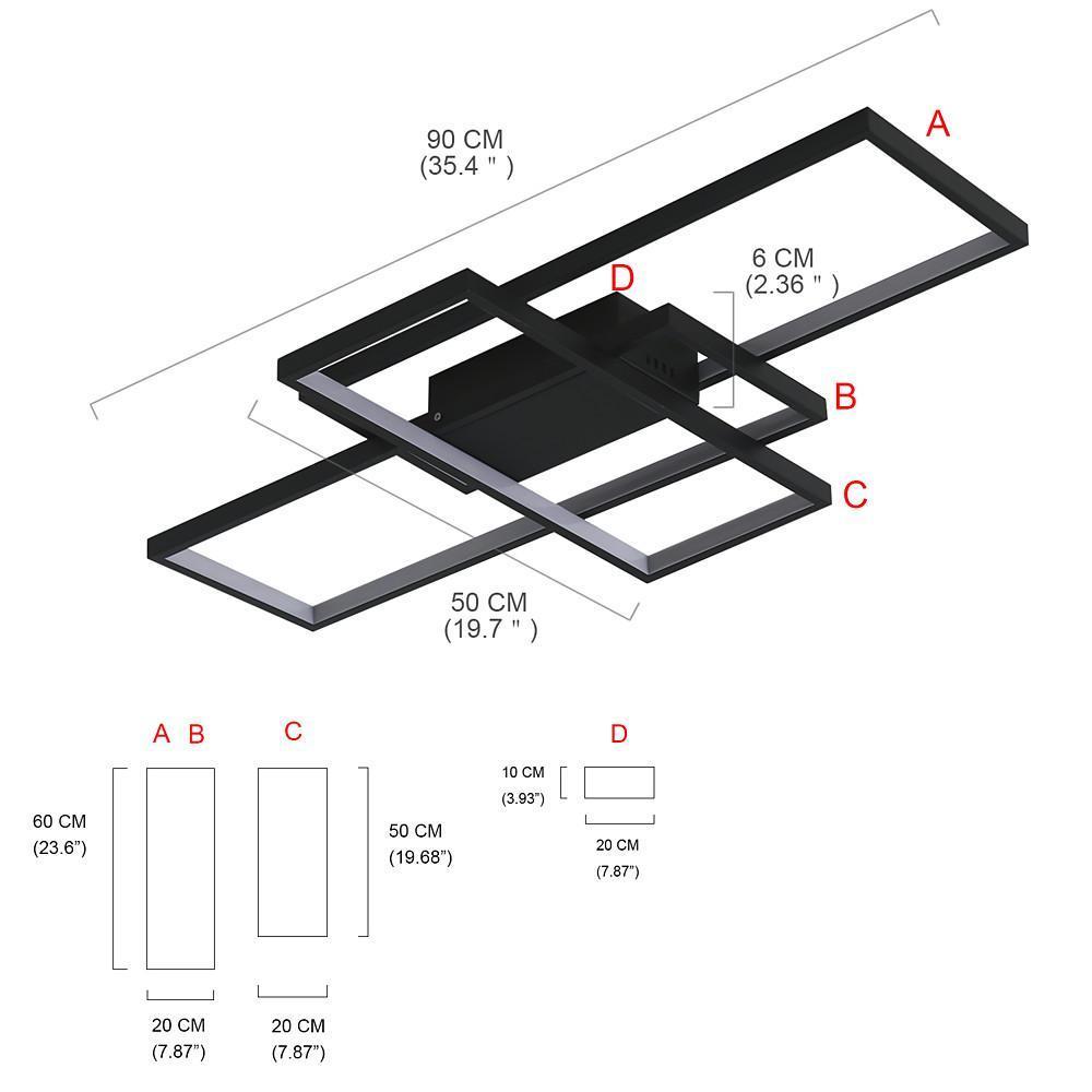 Modern Abstract LED Flush Mount Ceiling Light – Three Rectangles