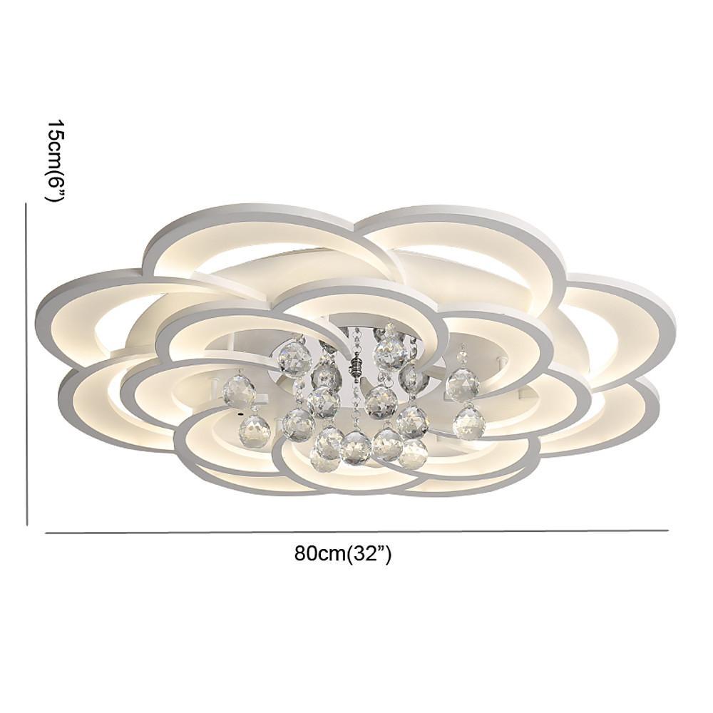 Floral Crystal Acrylic LED Flush Mount Ceiling Light - 31 Inch